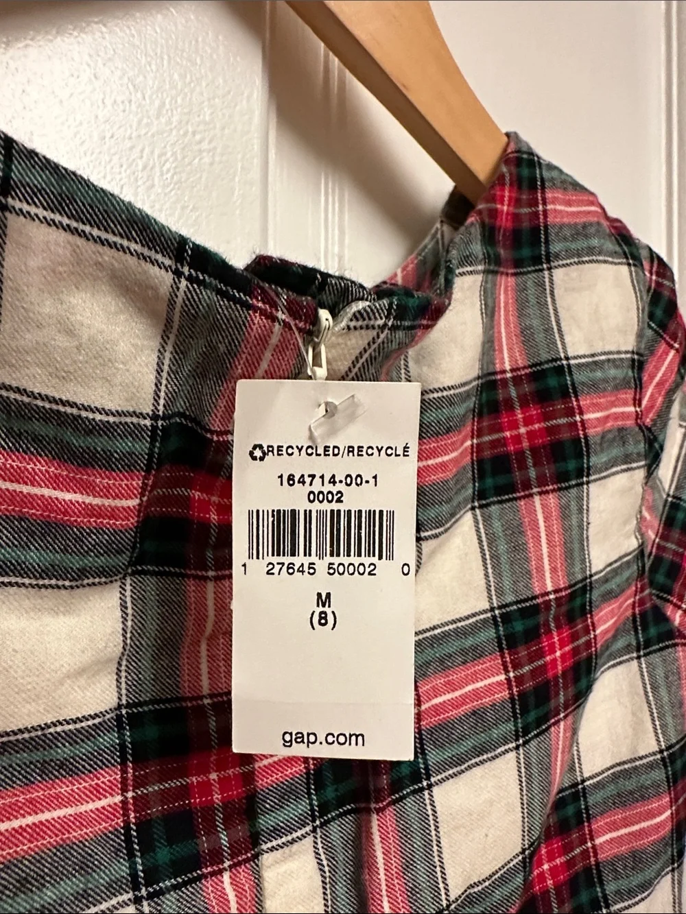 GAP Girls Plaid Cap-Sleeve Dress in Cream, Red & Black